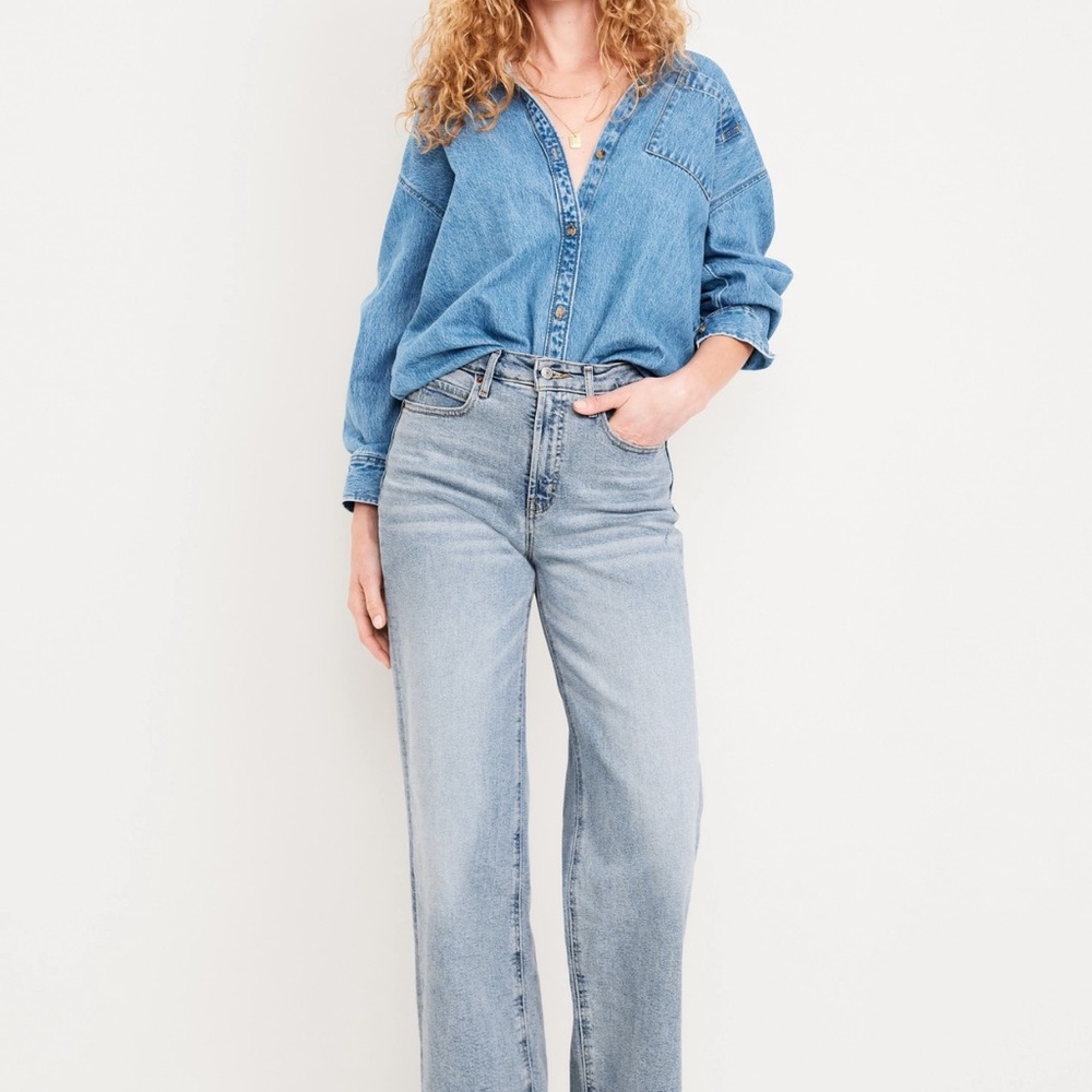 Old Navy Extra High Rise Blue Jeans Relaxed Fit